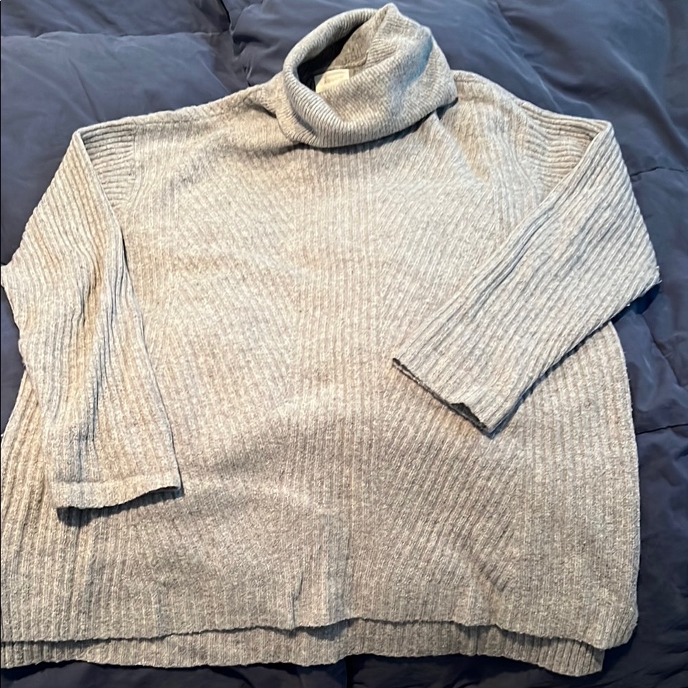 Caslon Gray Chunky Knit Turtleneck Sweater